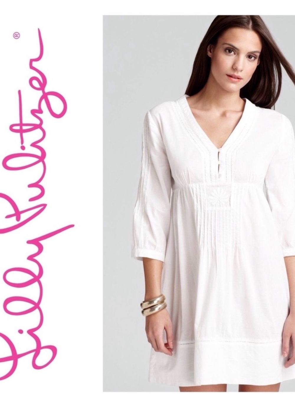 Lilly Pulitzer white embroidered Alfa Beach Tunic size Medium excellent